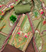 Women's multi print & daimond siroski work muslin cotton dress material