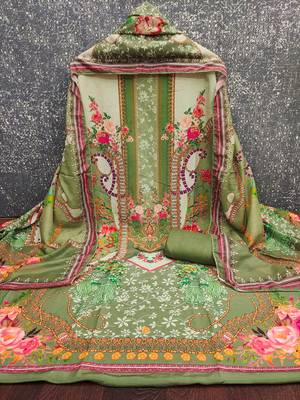 Women's multi print & daimond siroski work muslin cotton dress material 3