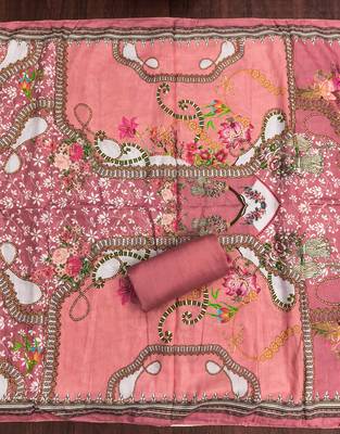 Women's multi print & daimond siroski work muslin cotton dress material 4