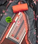 Women's multi print & daimond siroski work muslin cotton dress material