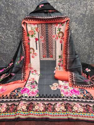 Women's multi print & daimond siroski work muslin cotton dress material 3