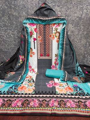 Women's multi print & daimond siroski work muslin cotton dress material 3