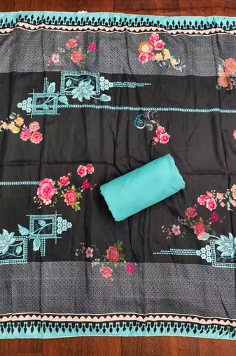 Women's multi print & daimond siroski work muslin cotton dress material