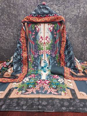 Women's multi print & daimond siroski work muslin cotton dress material 3