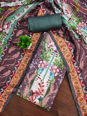 Women's multi print & daimond siroski work muslin cotton dress material 1