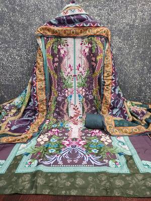 Women's multi print & daimond siroski work muslin cotton dress material 3