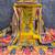 Women's yellow unstitched digital print & fancy border chinnon dress material (rnx5046ylw)