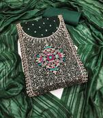 Women's green unstitched weaving thread sequence embroidery modal butti jacquard dress material (rnx5047grn)