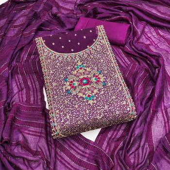 Women's purple weaving thread sequence embroidery modal butti jacquard dress material 1