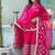 Vibrant pink rayon anarkali set with organza dupatta & lace detailing