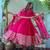 Vibrant pink rayon anarkali set with organza dupatta & lace detailing