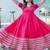 Vibrant pink rayon anarkali set with organza dupatta & lace detailing