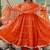 elegant orange cotton anarkali set with silver lace & organza dupatta