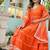 elegant orange cotton anarkali set with silver lace & organza dupatta