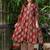 Maroon cotton printed angrakha kurti with pant & dupatta – mirror & hand work