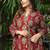 Maroon cotton printed angrakha kurti with pant & dupatta – mirror & hand work