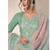 Elegant mint green embroidered cotton suit with pastel ombre organza dupatta