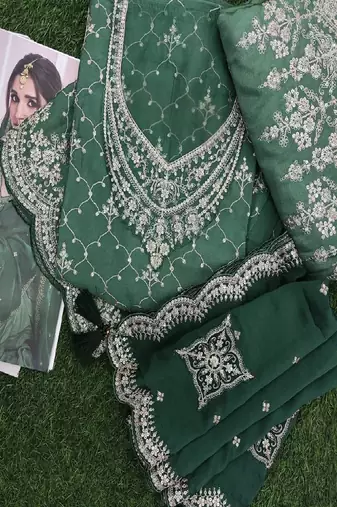 pastel green embroidered palazzo suit 