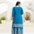 Blue and pink embroidered chinon silk sharara set