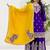 Purple and mustard embroidered chinon silk sharara set