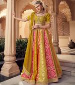 MULTY COLOUR TISSUE ORGANZA BEADS HAND WORK LEHENGA CHOLI FOR FESTIVE
