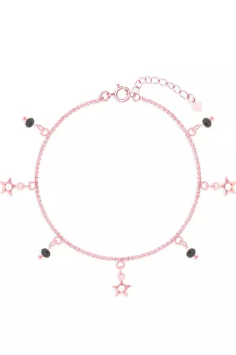 Star charm bracelet with black beads
