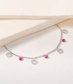 Pink bead and circle charm bracelet