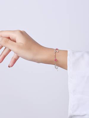 Pink bead and circle charm bracelet 2