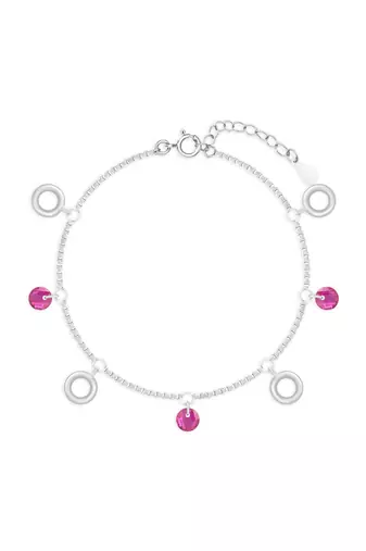 Pink bead and circle charm bracelet