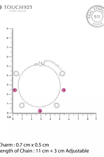 Pink bead and circle charm bracelet