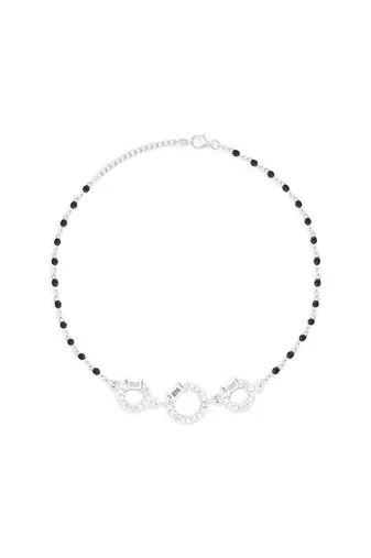 Three-stone black beads bracelet