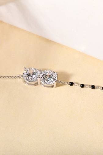 Twin solitaire black beads bracelet