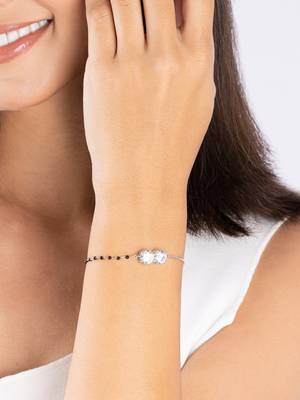 Twin solitaire black beads bracelet 2