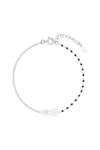 Twin solitaire black beads bracelet