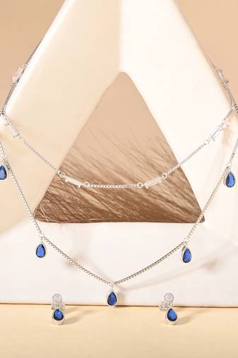 Blue stone necklace set
