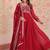 Red faux blooming anarkali suit with beads embroidery work,  long gown style with dupatta – women’s ethnic wear stitched