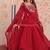 Red faux blooming anarkali suit with beads embroidery work,  long gown style with dupatta – women’s ethnic wear stitched