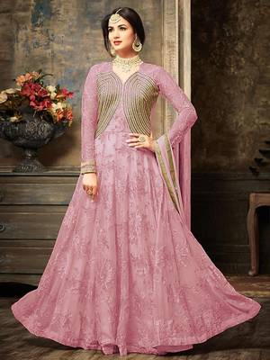 Georgette And Net Semi Stitched Party Gown Anarkali 1