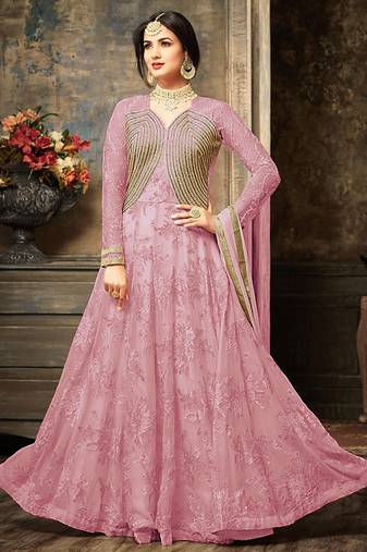 Georgette And Net Semi Stitched Party Gown Anarkali