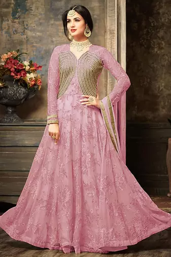 Georgette And Net Semi Stitched Party Gown Anarkali