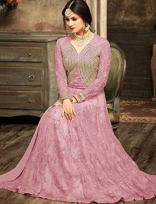Georgette And Net Semi Stitched Party Gown Anarkali 2