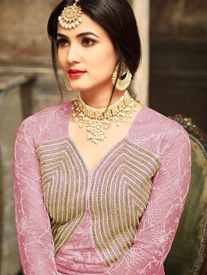 Georgette And Net Semi Stitched Party Gown Anarkali 3