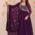 Purple faux blooming anarkali suit with embroidery work, long gown style with dupatta – women’s ethnic wear stitched
