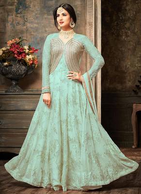 Georgette And Net Semi Stitched Party Gown Anarkali 1