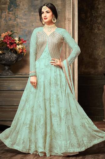 Georgette And Net Semi Stitched Party Gown Anarkali