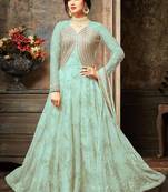 Georgette And Net Semi Stitched Party Gown Anarkali