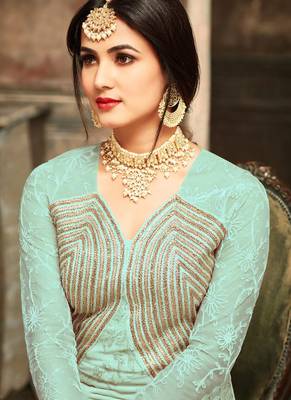 Georgette And Net Semi Stitched Party Gown Anarkali 3