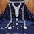 Women's blue unstitched heavy thread embroidered chanderi cotton dress material