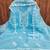 Women's sky blue unstitched heavy thread embroidered organza dress material