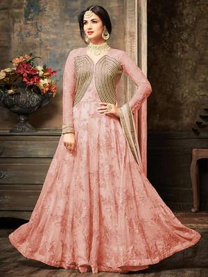 Georgette And Net Semi Stitched Party Gown Anarkali 1
